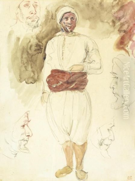 Chef Arabe Oil Painting by Eugene Delacroix