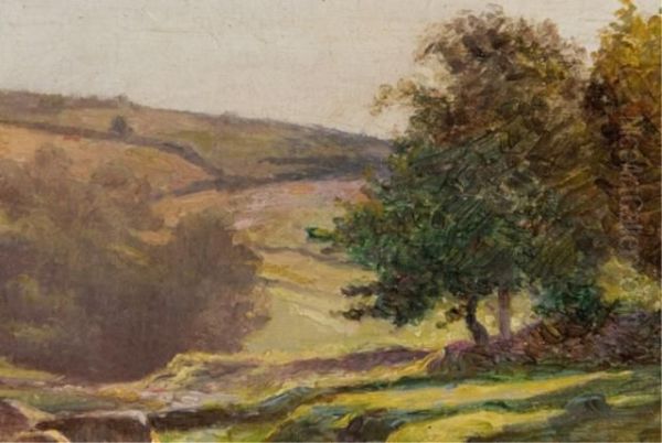 Scenic Landsacpe With Creek Oil Painting by Alexis-Auguste Delahogue