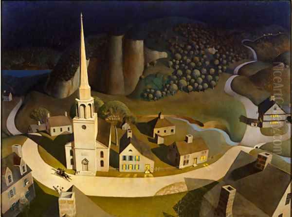 The Midnight Ride of Paul Revere Oil Painting by Grant Wood