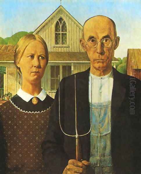 American Gothic Oil Painting by Grant Wood