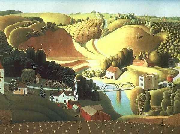 Stone City Oil Painting by Grant Wood