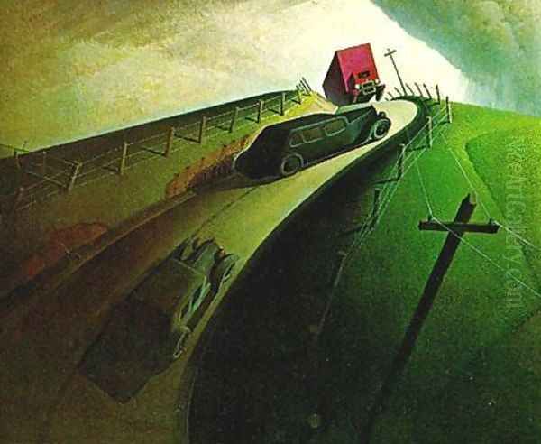 Death on Ridge Road Oil Painting by Grant Wood