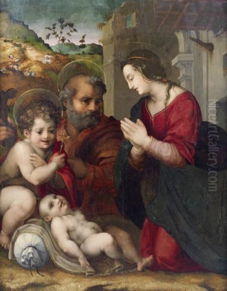 The Holy Family With The Infant Saint John The Baptist Oil Painting by Fra Bartolommeo della Porta