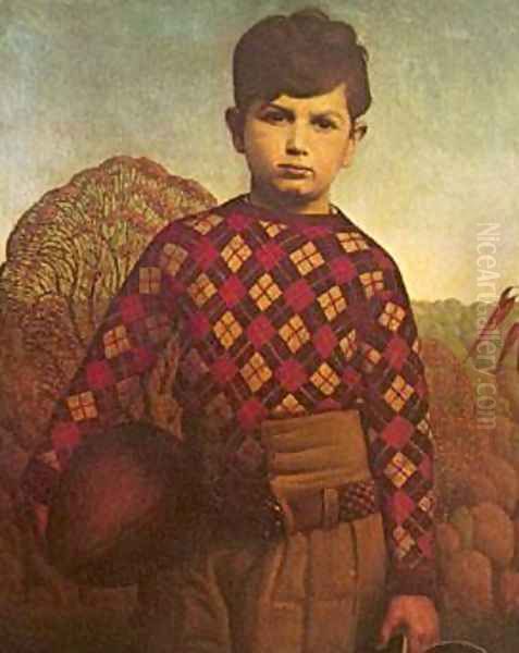 Plaid Sweater Oil Painting by Grant Wood