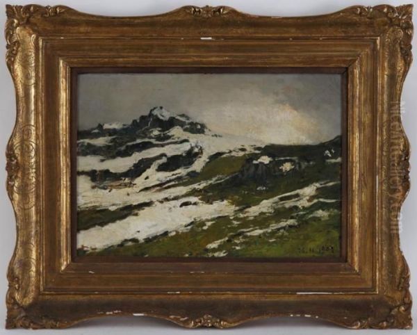 Paysage De Montagne Oil Painting by Lorenzo Delleani