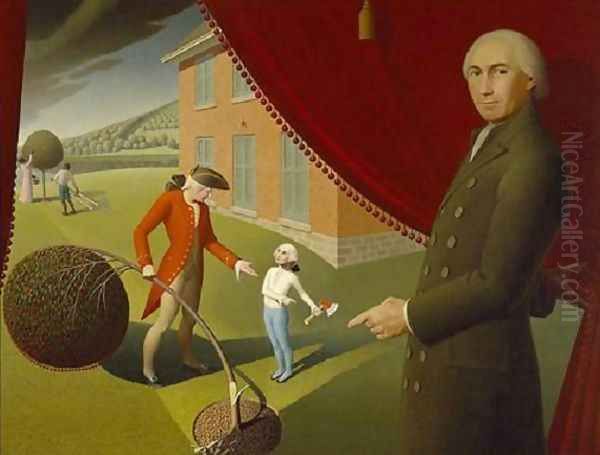 Parson Weems' Fable Oil Painting by Grant Wood