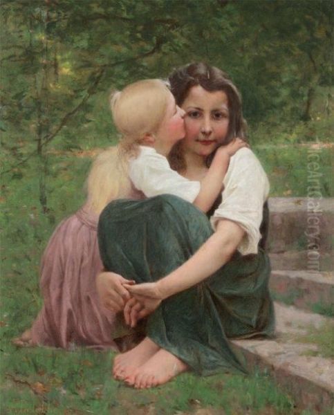 La Tendresse Oil Painting by Francois Alfred Delobbe