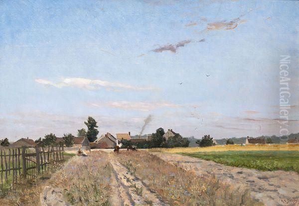 Les Champs A L'oree Du Village Oil Painting by Hippolyte Camille Delpy