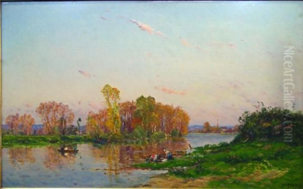 Les Lavandieres Oil Painting by Hippolyte Camille Delpy