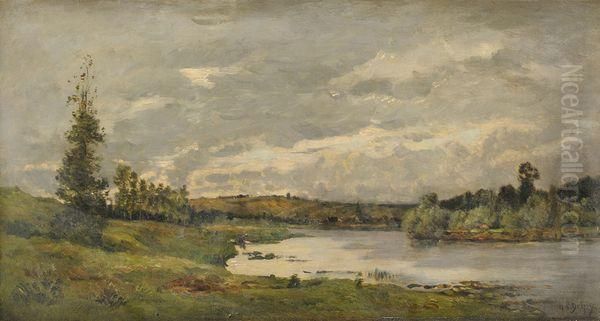 Lavandiere Sous Le Ciel Menacant Oil Painting by Hippolyte Camille Delpy