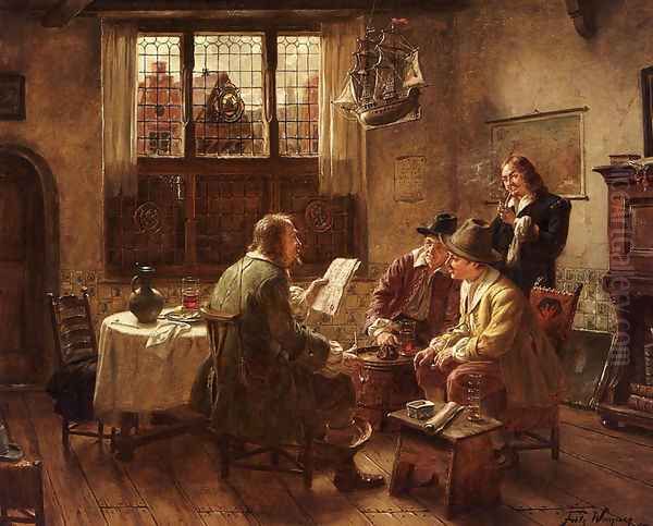 The Contract Oil Painting by Fritz Wagner