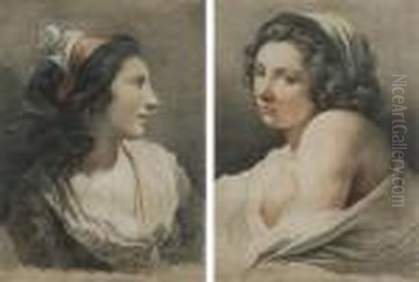 Deux Femmes En Buste Oil Painting by Gilles I Demarteau