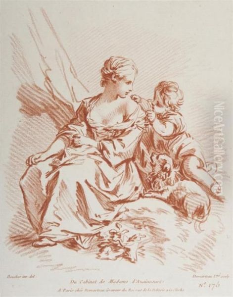 Mere Et Enfant, No. 175 Oil Painting by Gilles I Demarteau