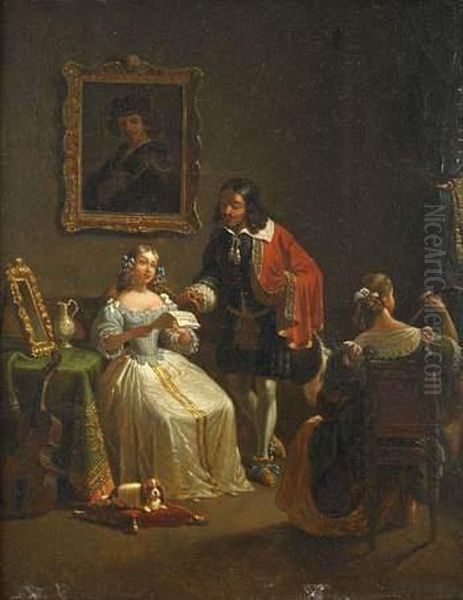 Le Concert Pres De L'autoportrait De Rembrandt Oil Painting by Jean-Francois Demay