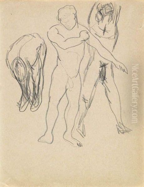 Two Male Figure Drawings Oil Painting by Charles Demuth