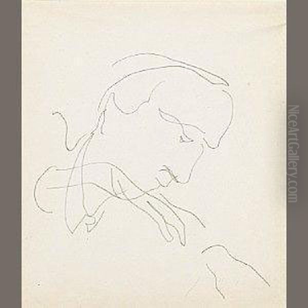 Head Of A Man No. 3; Two Profiles; Sketch For A Mural Oil Painting by Charles Demuth