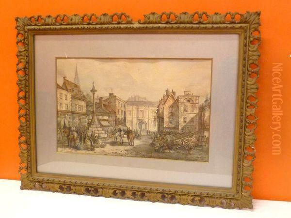 Vue De Ville Flamande Oil Painting by Gustave Den Duyts