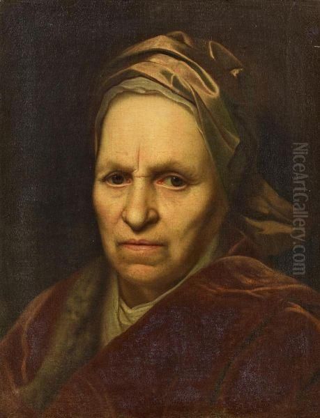 Portrait Of A Woman In A Headscarf Oil Painting by Balthasar Denner