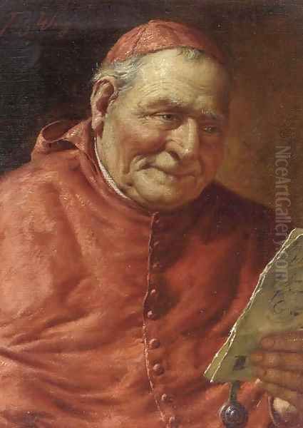 Reading cardinal Oil Painting by Fritz Wagner