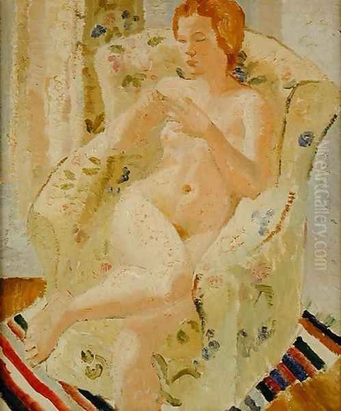 Seated Nude Girl in an Interior, 1928 Oil Painting by Christopher Wood