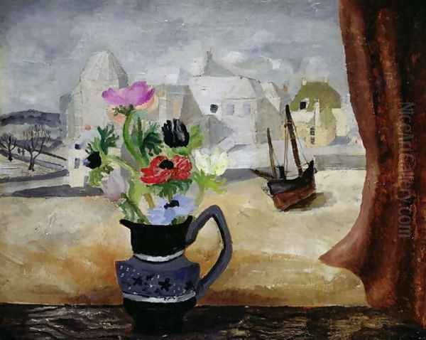 Anemones in a Cornish Window Oil Painting by Christopher Wood