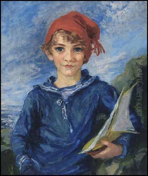 Portrait Of A Young Boy Oil Painting by Gertrude Des Clayes