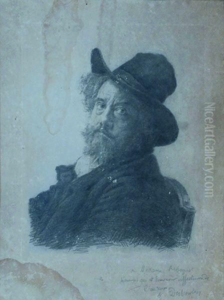 L'homme Au Grand Chapeau. Oil Painting by Marcellin Desboutin