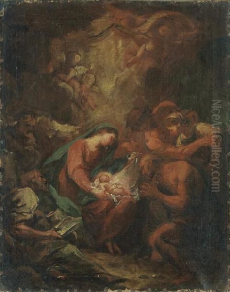 L'adoration Des Bergers Oil Painting by Jean-baptiste Deshays