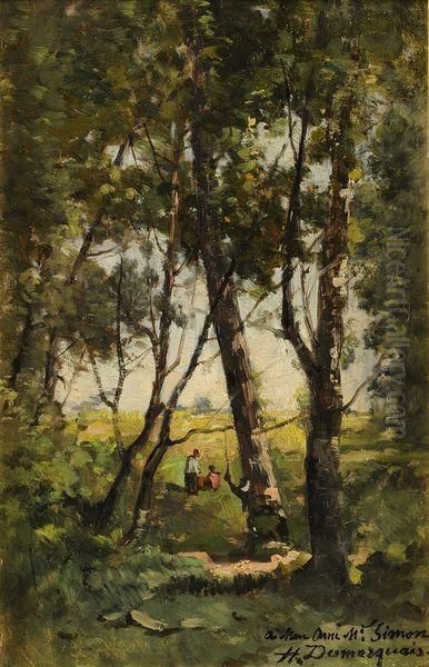 Le Repos En Foret Oil Painting by Charles Hippolyte Desmarquais