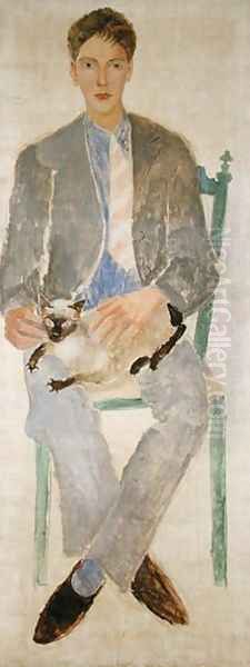 Boy with Cat, 1926 Oil Painting by Christopher Wood