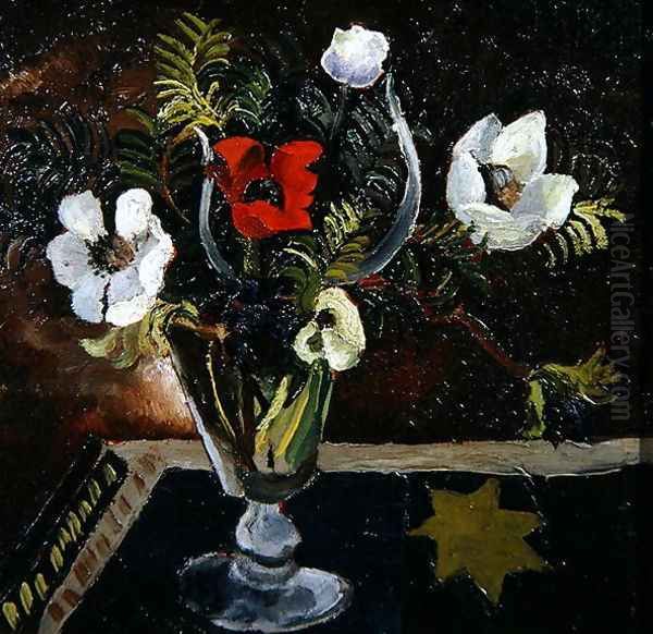 Anemones in a Glass Oil Painting by Christopher Wood