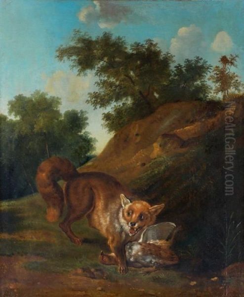 Renard Et Perdrix Oil Painting by Claude Francois Desportes