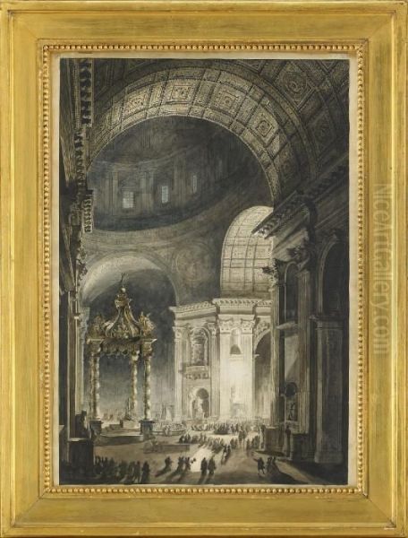 Illumination De La Croix De Saint-pierre A Rome Oil Painting by Louis Jean Desprez