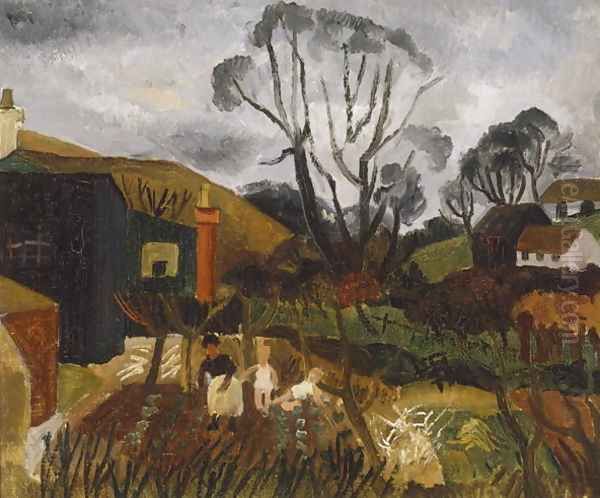 Cottages in Cornwall, 1928 Oil Painting by Christopher Wood