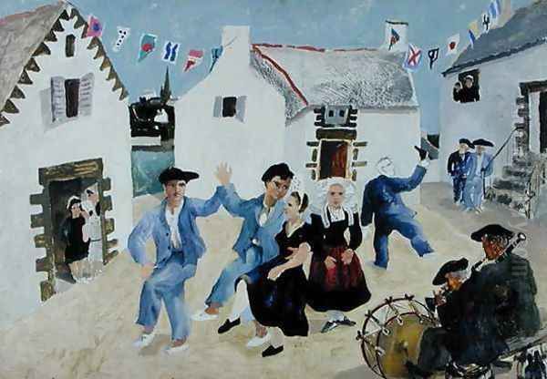 Dancing Sailors, Brittany, 1930 Oil Painting by Christopher Wood