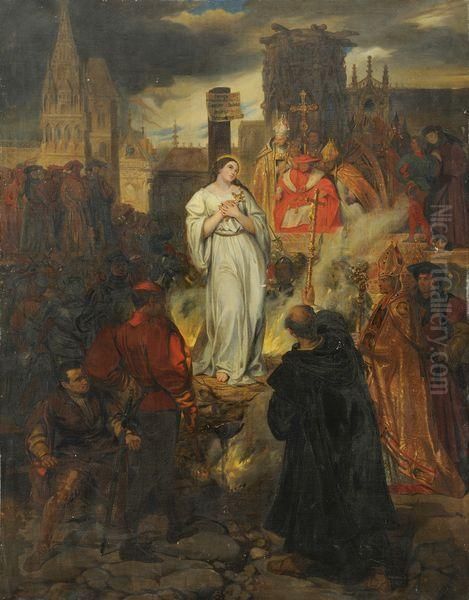 Etude Pour La Mort De Jeanne D' Arc Oil Painting by Eugene Deveria