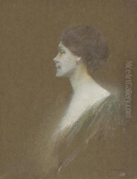 Portrait Of A Woman Oil Painting by Thomas Wilmer Dewing