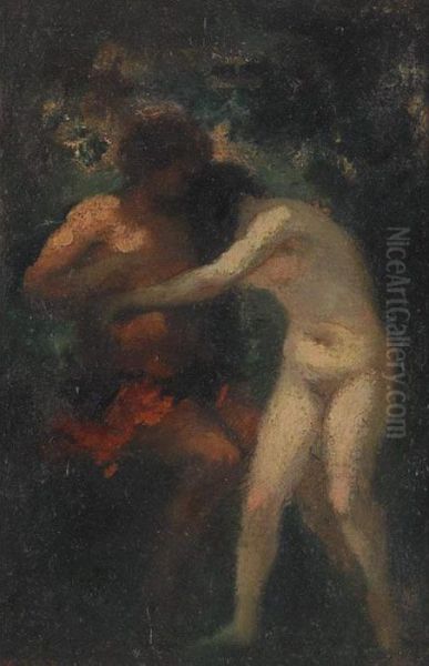 Lovers In A Wood Oil Painting by Narcisse-Virgile D Az De La Pena