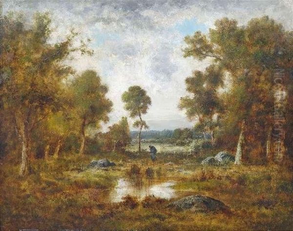 Virgilo 
Herbstliche Waldlandschaft Mit Einer Reisigsammlerin Oil Painting by Narcisse-Virgile D Az De La Pena