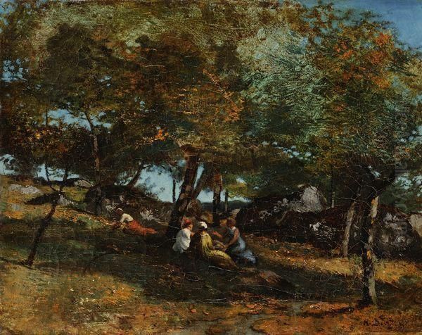 Bergeres Sous Les Arbres D'un Verger Oil Painting by Narcisse-Virgile D Az De La Pena