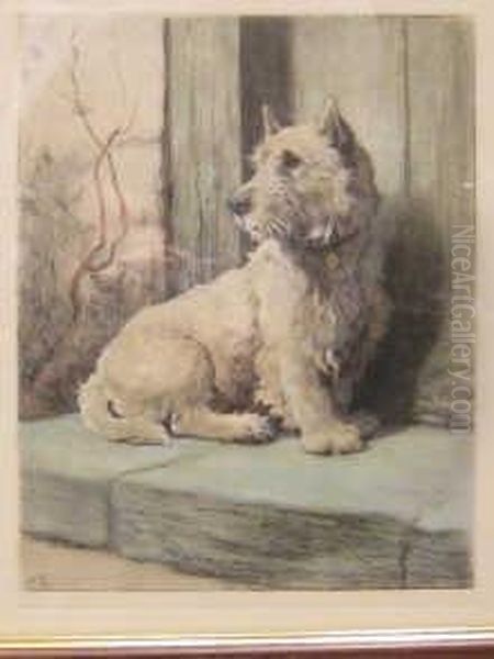 Haired Terrier Oil Painting by Herbert Thomas Dicksee