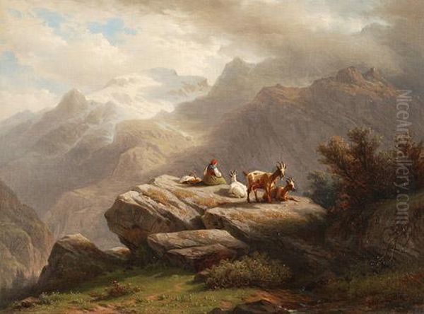 Un Sommet De Montagne. Vue Du Titlis Prise A Engstellen-alp Oil Painting by Francois Diday