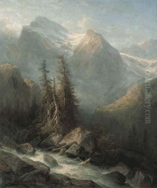 Paysage De Montagnes Oil Painting by Francois Diday