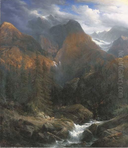 Paysage Des Alpes Suisses Oil Painting by Francois Diday