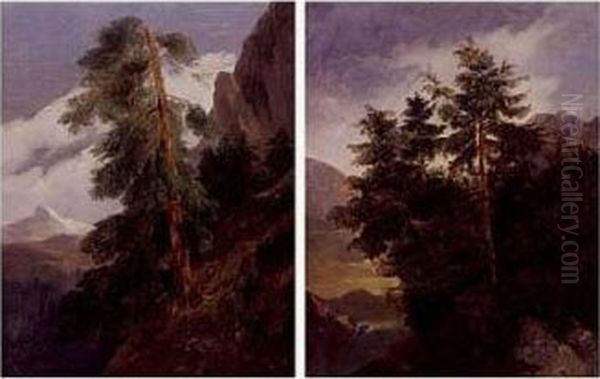 Mountainous Landscapes: A Pair Of Paintings Oil Painting by Francois Diday