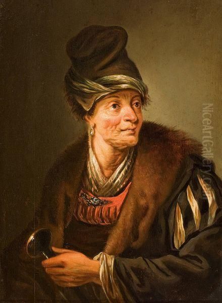 Portrait Of An Exotic Potentate Oil Painting by Christian Wilhelm Ernst Dietrich