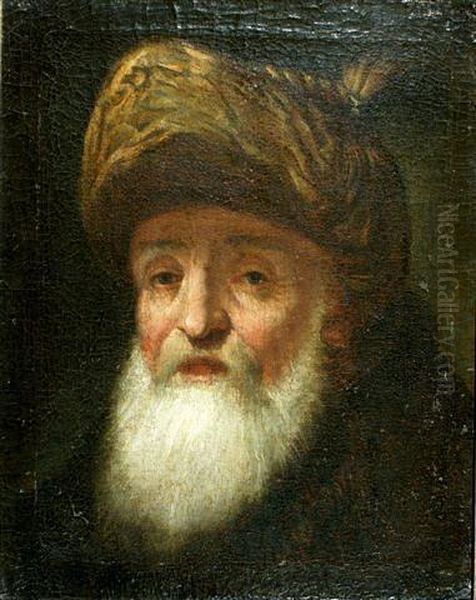 Head And Shoulders Portrait Of A Rabbi Oil Painting by Christian Wilhelm Ernst Dietrich