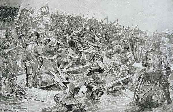 The Battle of Towton in 1461, illustration from Hutchinsons Story of the British Nation Oil Painting by Richard Caton Woodville