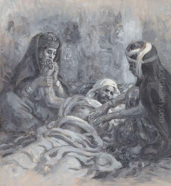 Autour D'un Mourant Oil Painting by Alphonse Etienne Dinet