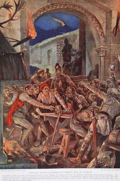 The last feast of Robert de Comines' men at Durham, 1069, illustration from the book The History of the Nation Oil Painting by Richard Caton Woodville